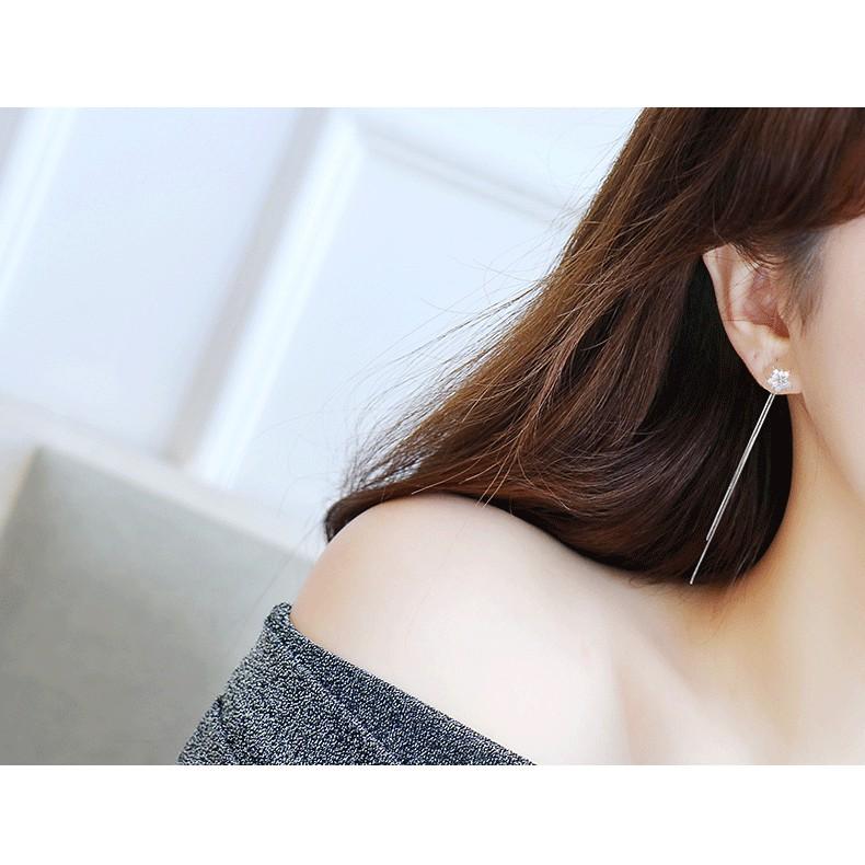 Bông tai nữ tròn đính đá sáng đẹp chuẩn bạc ta