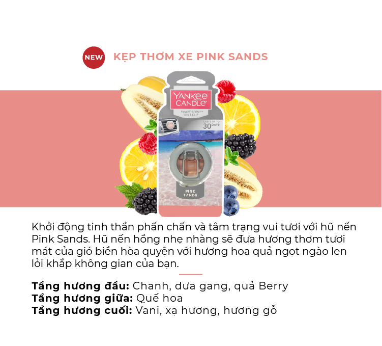 Kẹp thơm xe Yankee Candle - Pink Sands