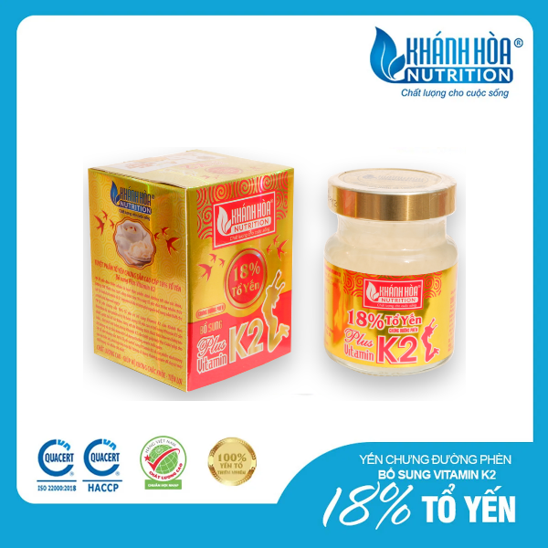 Yến Sào Chưng Đường Phèn 18% Bổ Sung Vitamin K2 - Khánh Hòa Nutrition - Lọ 70 ML