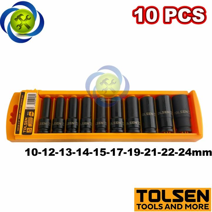 Bộ tuýp đen dài Tolsen 18296 10 chi tiết  (10-24mm) loại 6 cạnh thép CR-MO