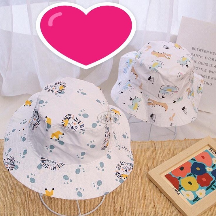 Nón Mũ Tai Bèo Vành Rộng Vải Cotton Mỏng Thời Trang Đi Biển Đi Học Cho Bé 2-5 Tuổi