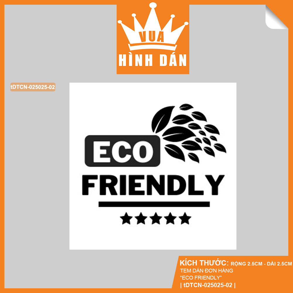 Set 100/200 sticker ECO FRIENDLY tem dán mini SẢN PHẨM THÂN THIỆN VỚI MÔI TRƯỜNG dành cho shop