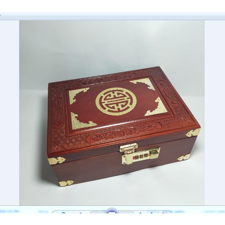 HỘP ĐỰNG CON DẤU, TRANG SỨC CHẠM MẶT GỖ HƯƠNG SIZE TO-KHÓA MÃ SỐ-ẢNH THẬT