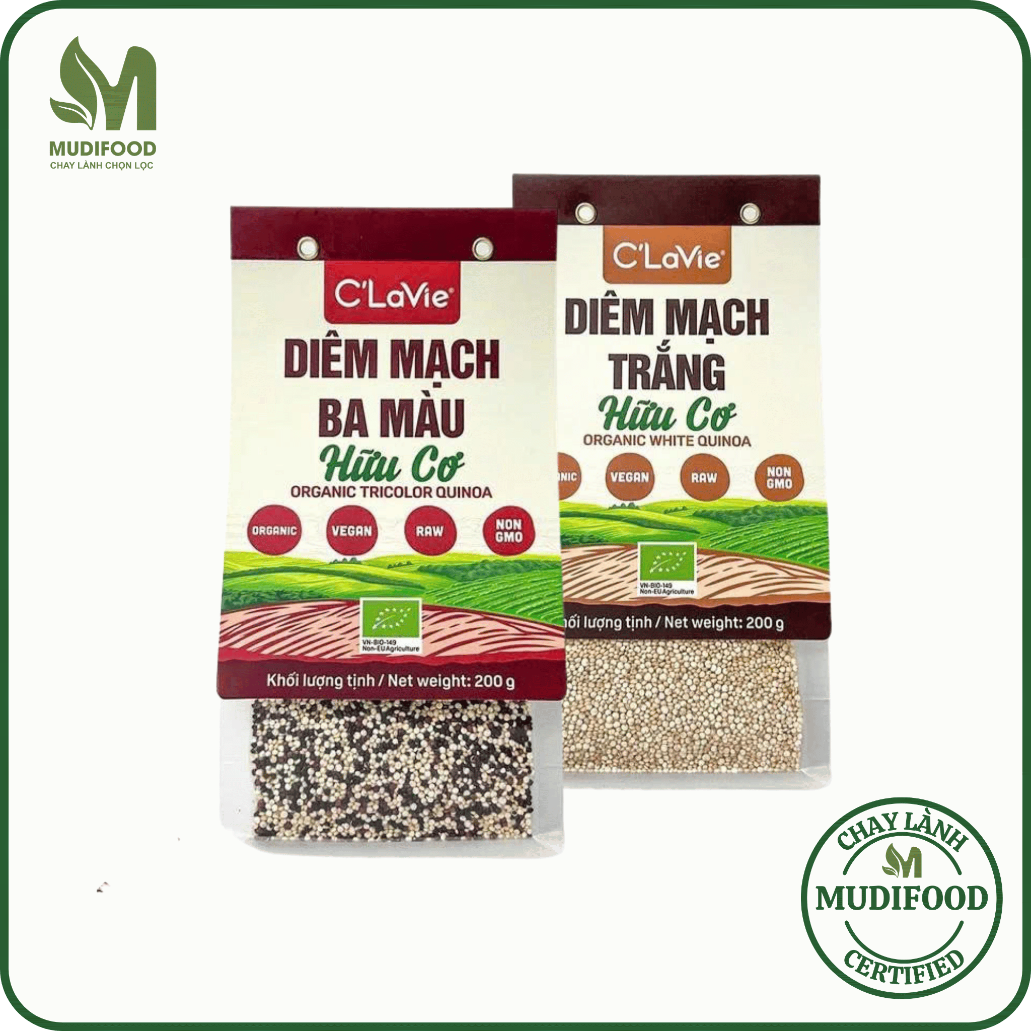 Hạt Diêm Mạch Ba Màu/ Trắng Hữu Cơ C'Lavie 200g - Nấu Ăn Dặm, Làm Sữa Hạt, Người Ăn Chay, Healthy, Eatclean Bổ Sung Dinh Dưỡng