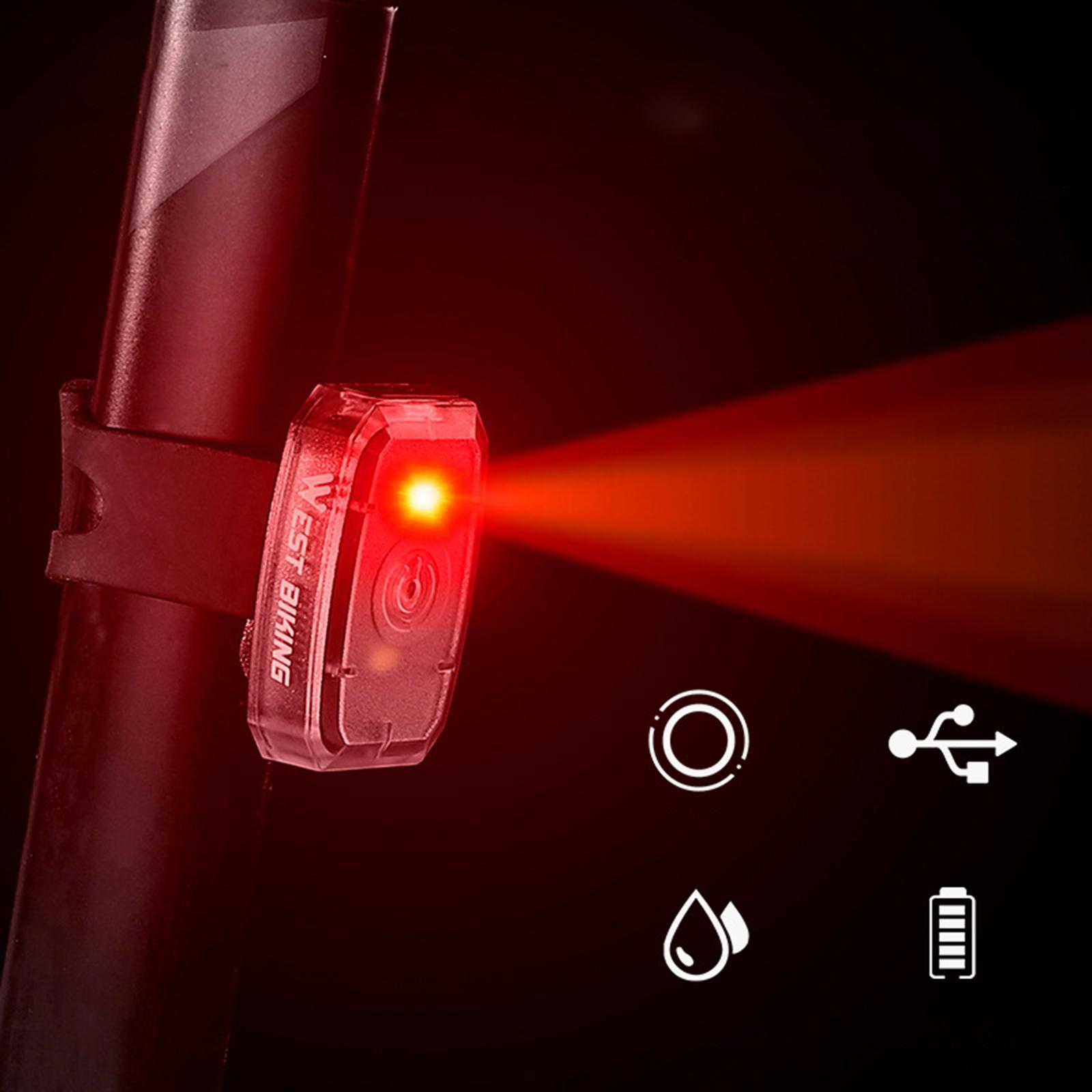 Energy Saving Bike Tail Light, Easy to Carry Rechargeable for Cycling Night Running
