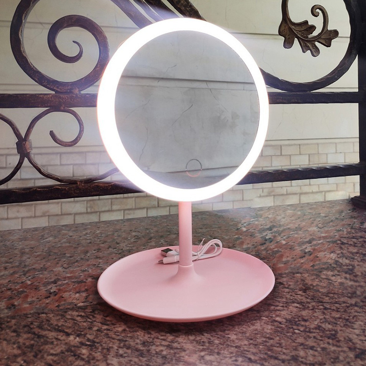 Gương Trang Điểm Để Bàn Có Đèn LED Cảm Ứng