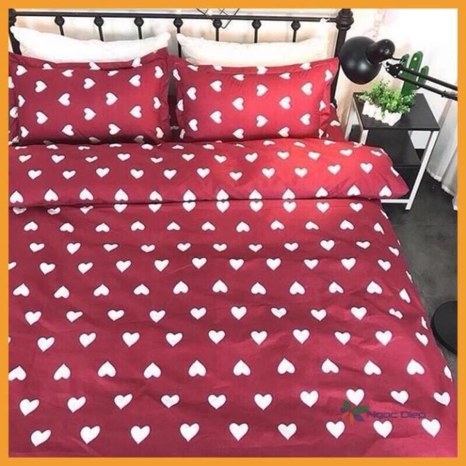 Bộ ga gối poly cotton tim đỏ
