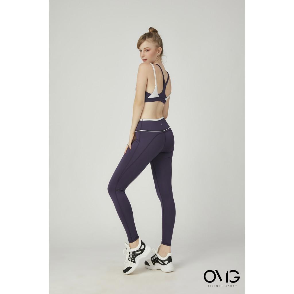 Bộ đồ tập Gym, Yoga Nữ OMG Sport kiểu quần dài, áo dây kép- màu Tím - BG080_PP