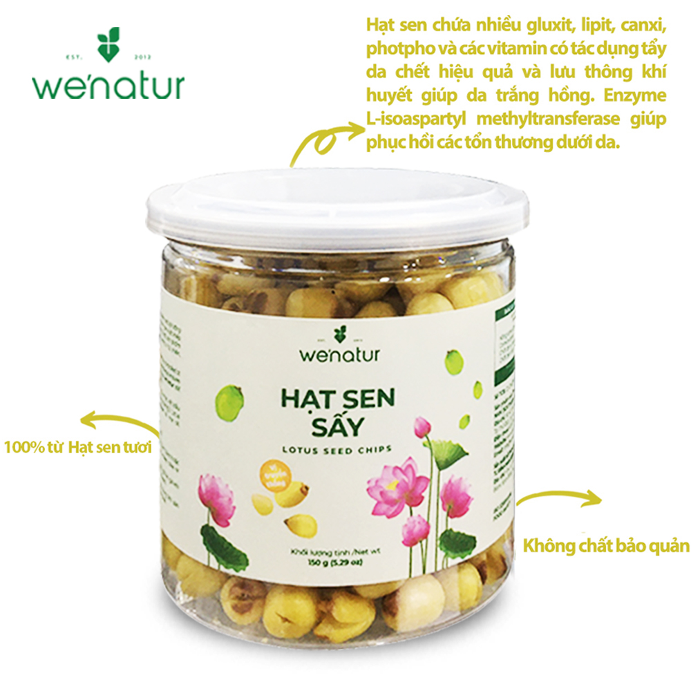 [MUA 1 TẶNG 1] Hạt Sen Sấy Thơm Ngon Tự Nhiên we'natur 150g