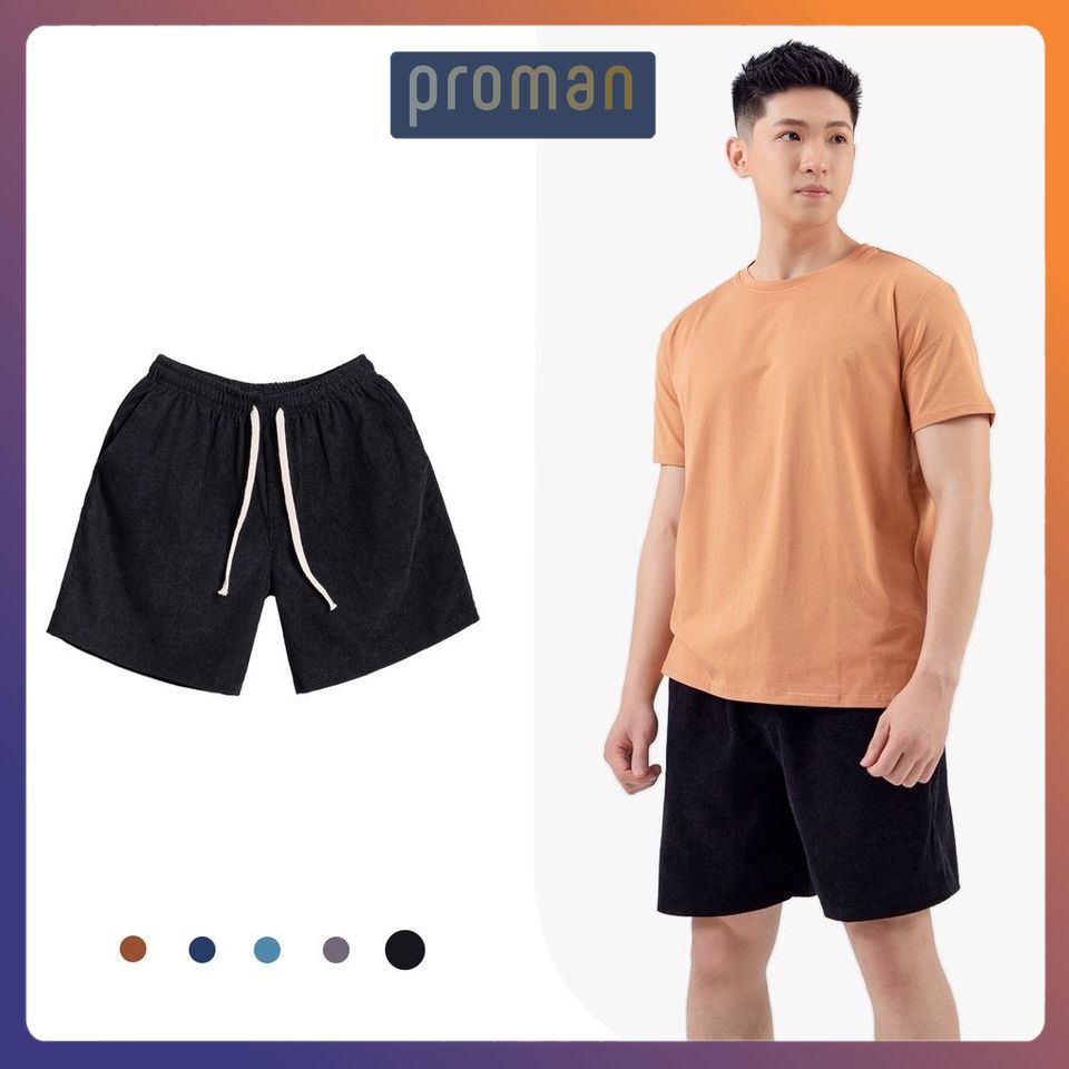 Quần đùi nam thể thao chất nhung co dãn cao cấp, quần short nam mặc nhà mềm mịn thấm hút mồ hôi QD06 - PROMAN