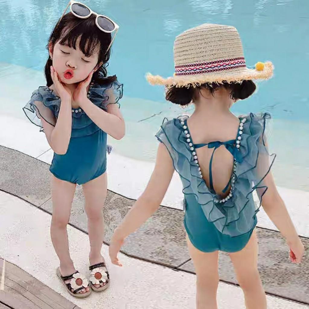 Bikini đồ bơi công chúa viền ren đính ngọc cực xinh cho bé gái