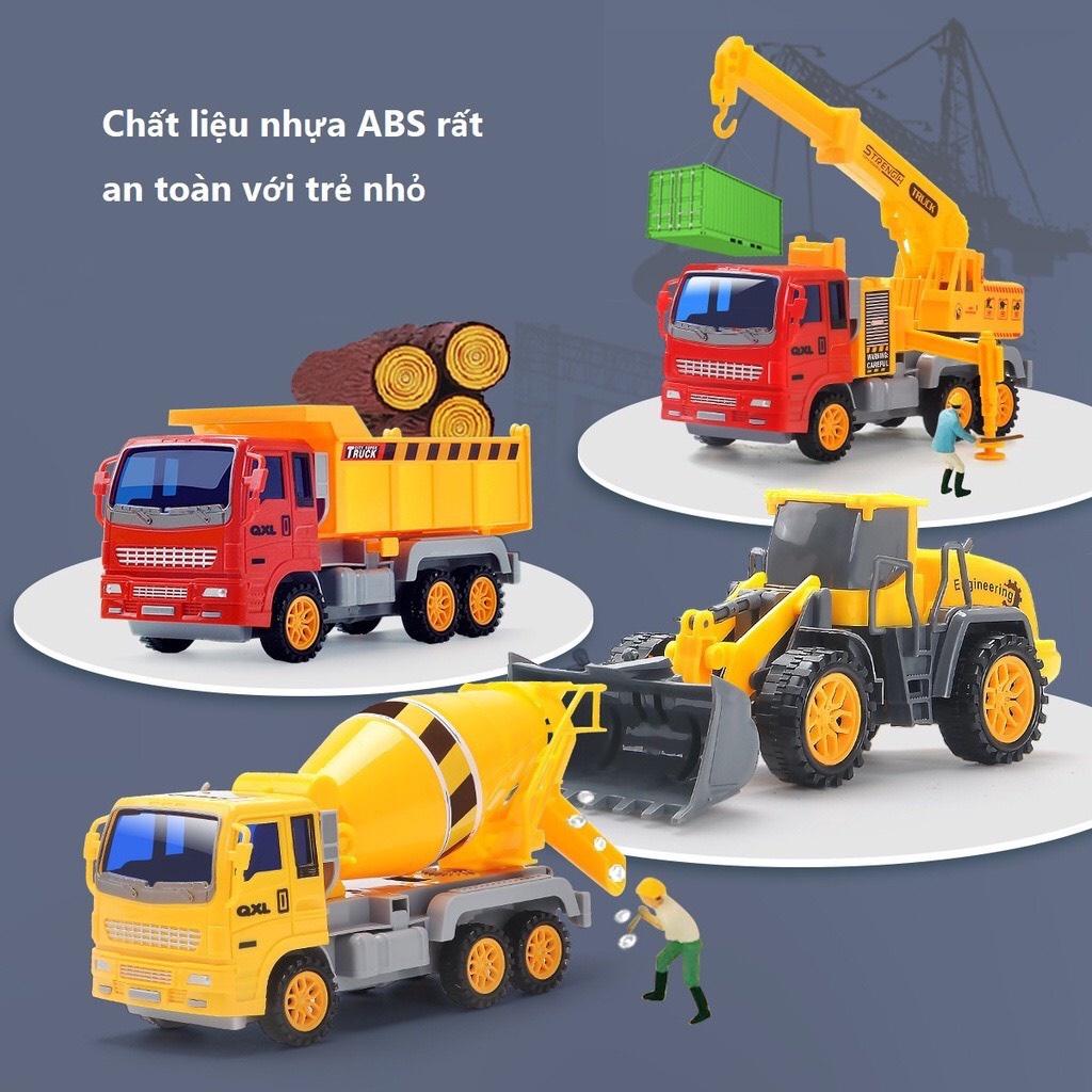 Ô tô đồ chơi, Bộ đồ chơi ô tô công trình 6 món dành cho bé, chất liệu nhựa ABS an toàn tuyệt đối