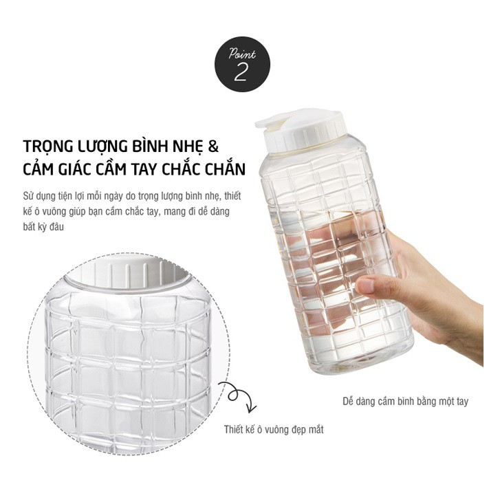 Bình Nước Lock&Lock HAP812 1,5L (Trắng) - Hàng Chính Hãng