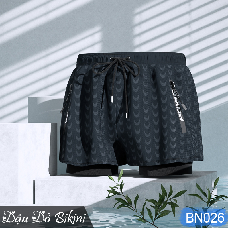 Bộ đồ bơi nam quần boxer 2 lớp cùng áo cộc tay (dài tay) hoạ tiết cá tính, set quần áo đi biển, đi bơi cho nam giới, chất thun bơi dày dặn mịn mát đẹp | BN031