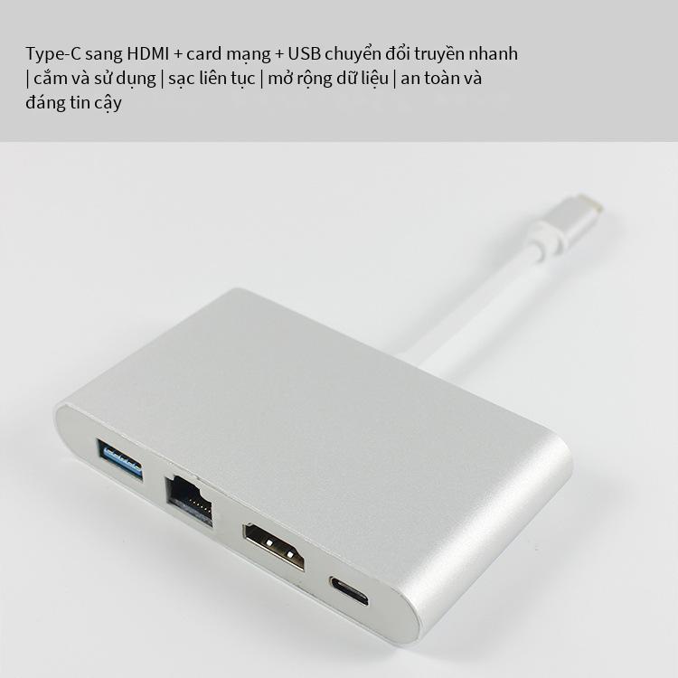Đảm bảo chất lượng Type-C to card mạng + Cáp chuyển đổi tất cả trong một HDMI Bộ mở rộng chuyển đổi USB 3.1 sang hdmi+rj45