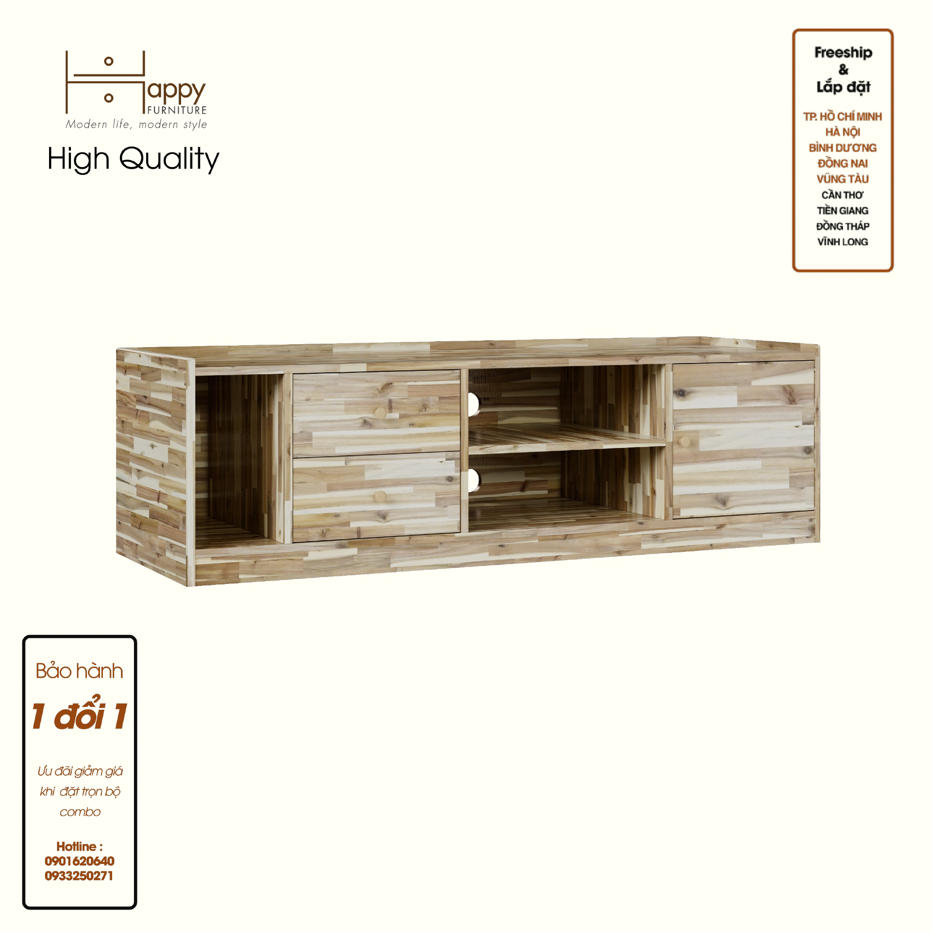 HAPPY FURNITURE , Gỗ tự nhiên , Kệ TV 2 ngăn kéo - GAMZE , KTV_059 , 160cm x 54cm x 48cm