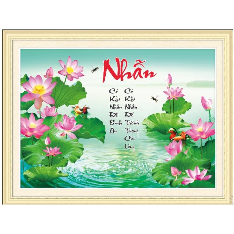 tranh thêu chữ thập Nhẫn để bình an ,thênh thang cõi lòng 78x58cm - chưa thêu