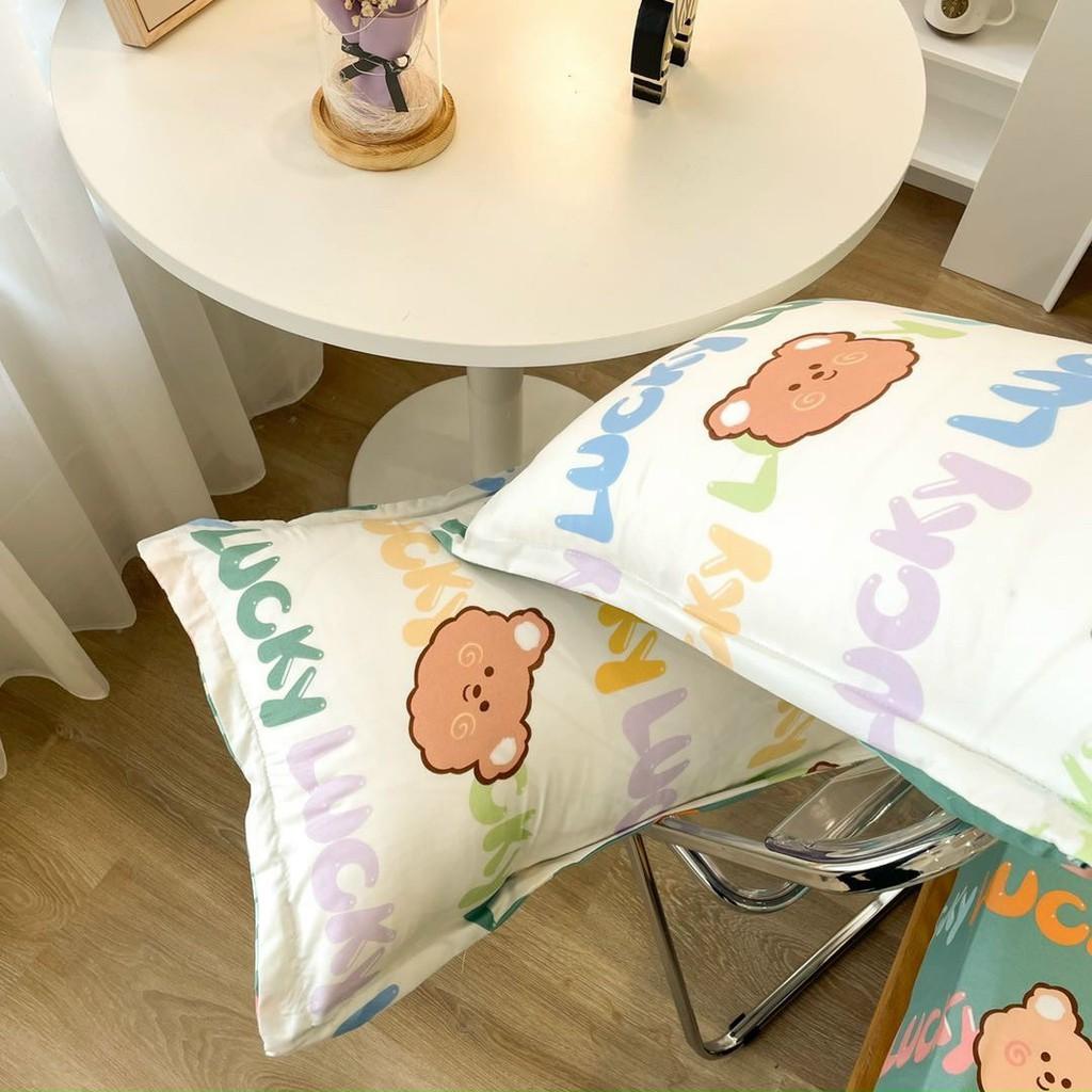 Bộ chăn ga gối cotton poly gấu chữ đủ size - Mẫu gấu & chữ