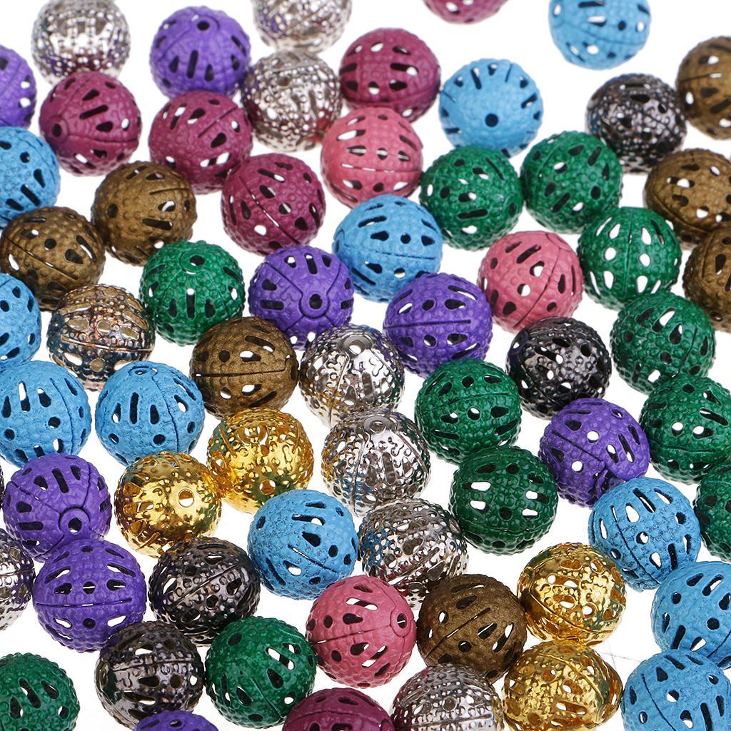 200pcs Iron Hollow Metal Beads for Craft Loose Spacer Beads Round Beads 8mm