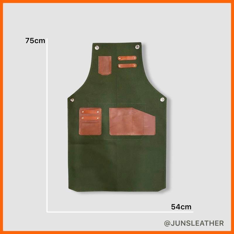 Tạp dề barber Unisex của Junsleather Tạp dề canvas phối da cao cấp dành cho Barber/Barista/Bartender quán cà phê