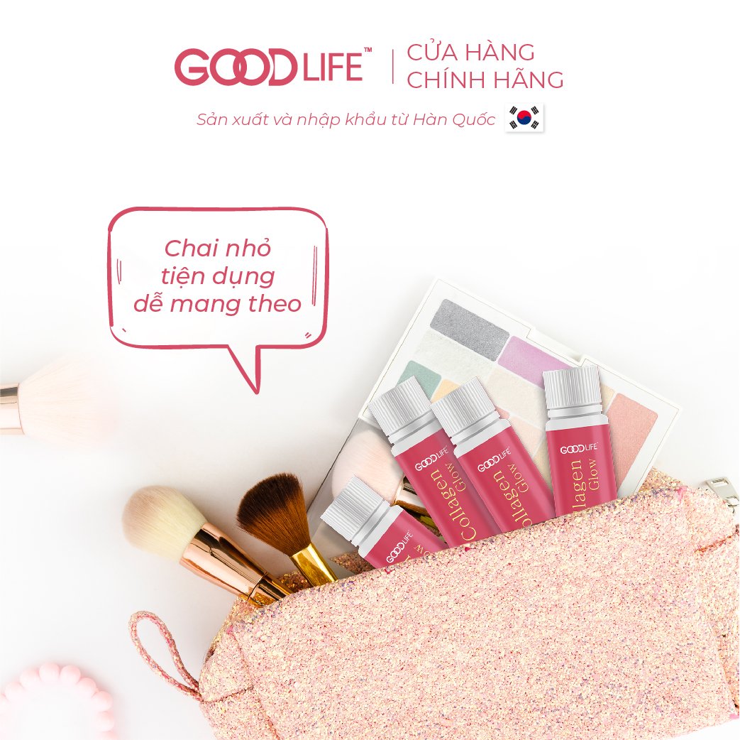 Combo 7 hộp nước uống GOODLIFE COLLAGEN GLOW 300mg - kết hợp độc đáo Nano Curcumin (tinh bột nghệ) và Vitamin C (hộp 10 ống) 