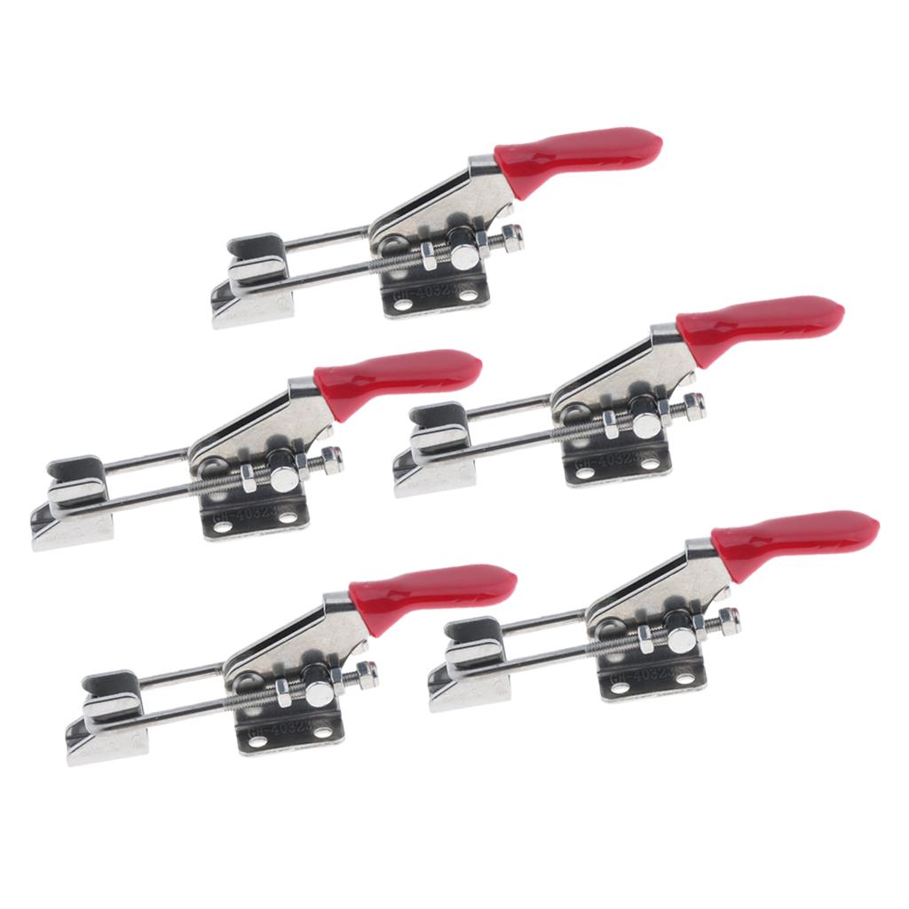 5Pcs 170kg Holding Capacity, Adjustable Quick Release Latch Type Toggle Clamp Hand Tool, Stainless