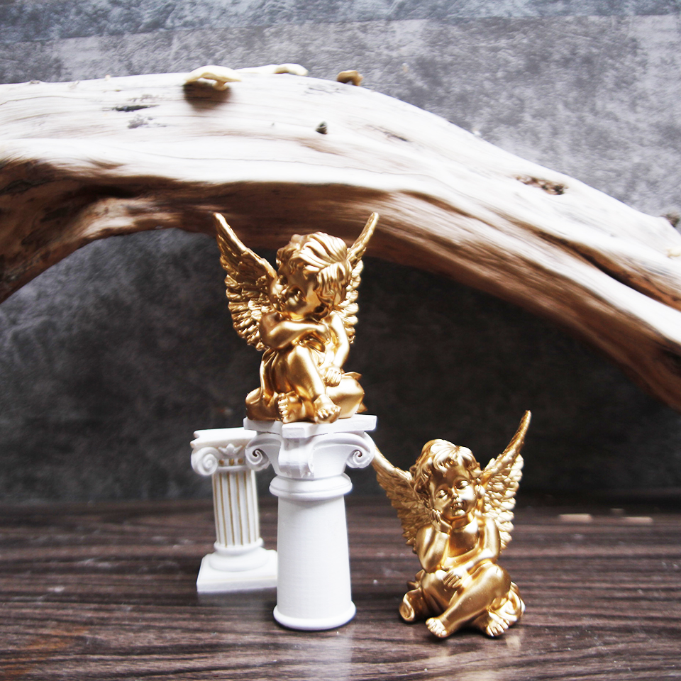 SET 2 Thiên Thần Phong Cách Châu Âu Cổ Điển Trắng - Vàng Trang trí nhà cửa , hồ thủy sinh