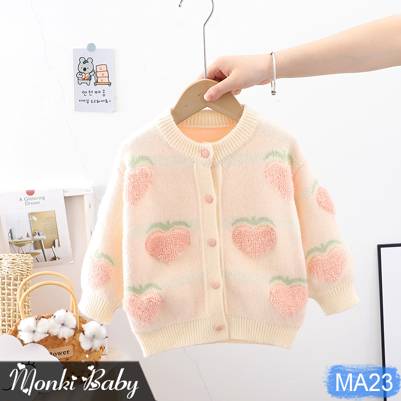 Áo len cardigan bé gái, style Hàn Quốc xinh xắn, chất len dày dặn đanh chắc, mịn ấm, họa tiết nhẹ nhàng dễ thương | MA23