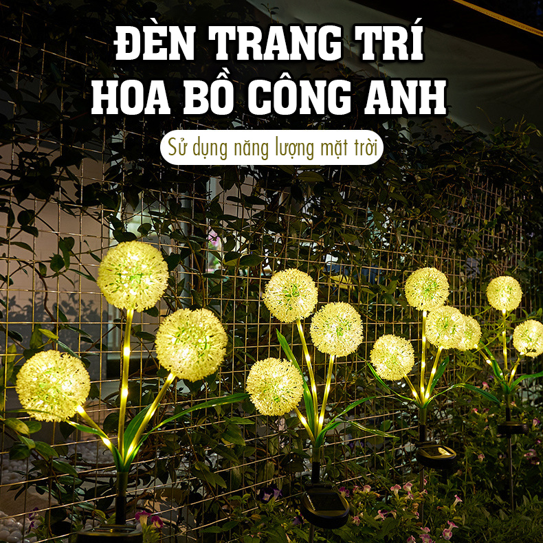 Đèn năng lượng mặt trời trang trí sân vườn hình hoa bồ công anh,cảm ứng ánh sáng- K1601