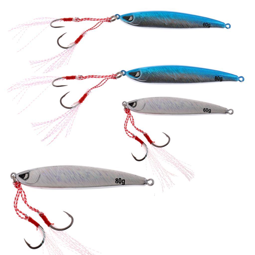 4Pc Fishing Lure Lead Fish Metal Jigging Wobbler Crankbaits Baits 60g 80g Multi-Color