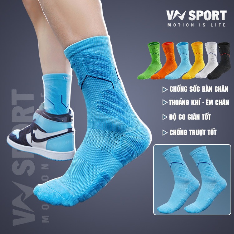 Tất Bóng Rổ, Tất Bóng Chuyền Chuyên Nghiệp V-pro. Dòng Tất Thể Thao Cao Cấp Có Độ Ôm Và Bảo Vệ Cổ Chân Tốt - Thấm Hút Mồ Hôi Và Rất Êm