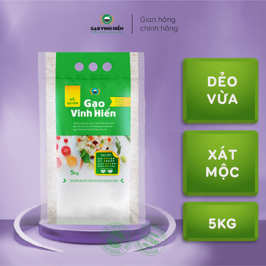 Đặc sản Tiền Giang - Gạo Quê Dẻo Vừa Đỗ Quyên (5kg) - OCOP 4 SAO