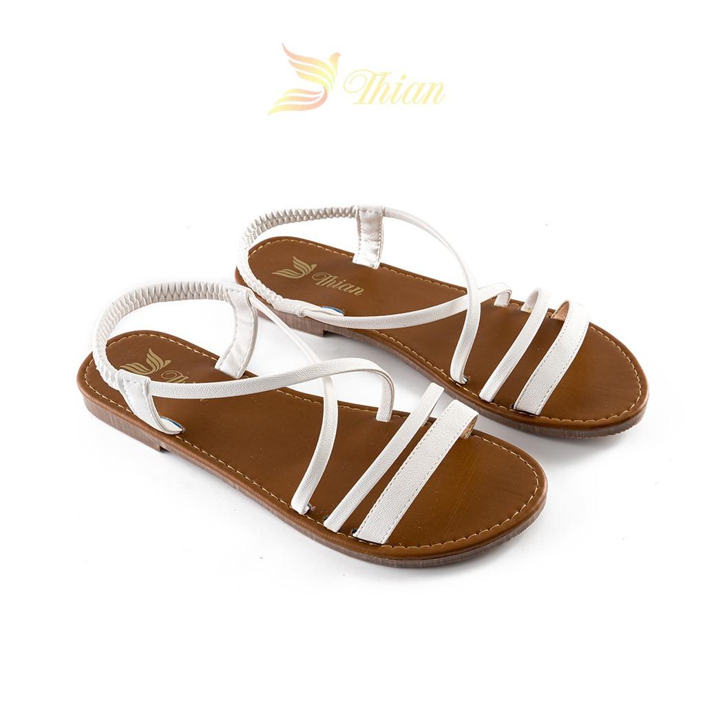 Sandal dây mảnh đế bằng 1 phân- hàng tiêu chuẩn VNXK với quai da mềm êm và bề mặt đế cao su họa tiết chống trơn trượt