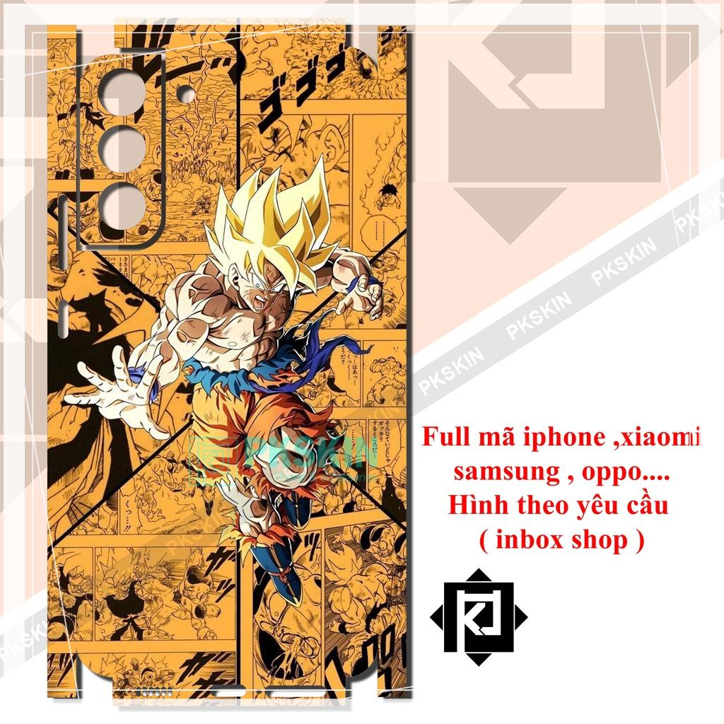 Miếng dán skin full lưng viền dành cho samsung s22, s22 plus ,s22 ultra , s20 , s20 plus, s20 ultra in hình dragon ball