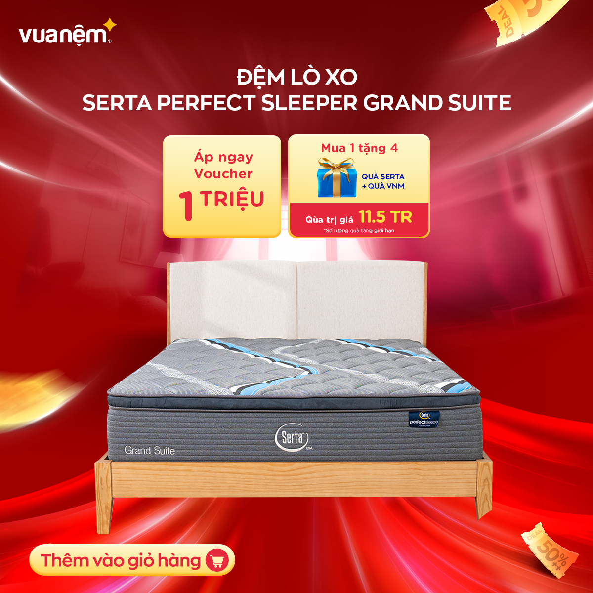 Nệm lò xo nhập khẩu Serta Perfect Sleeper Grand Suite 30 cm