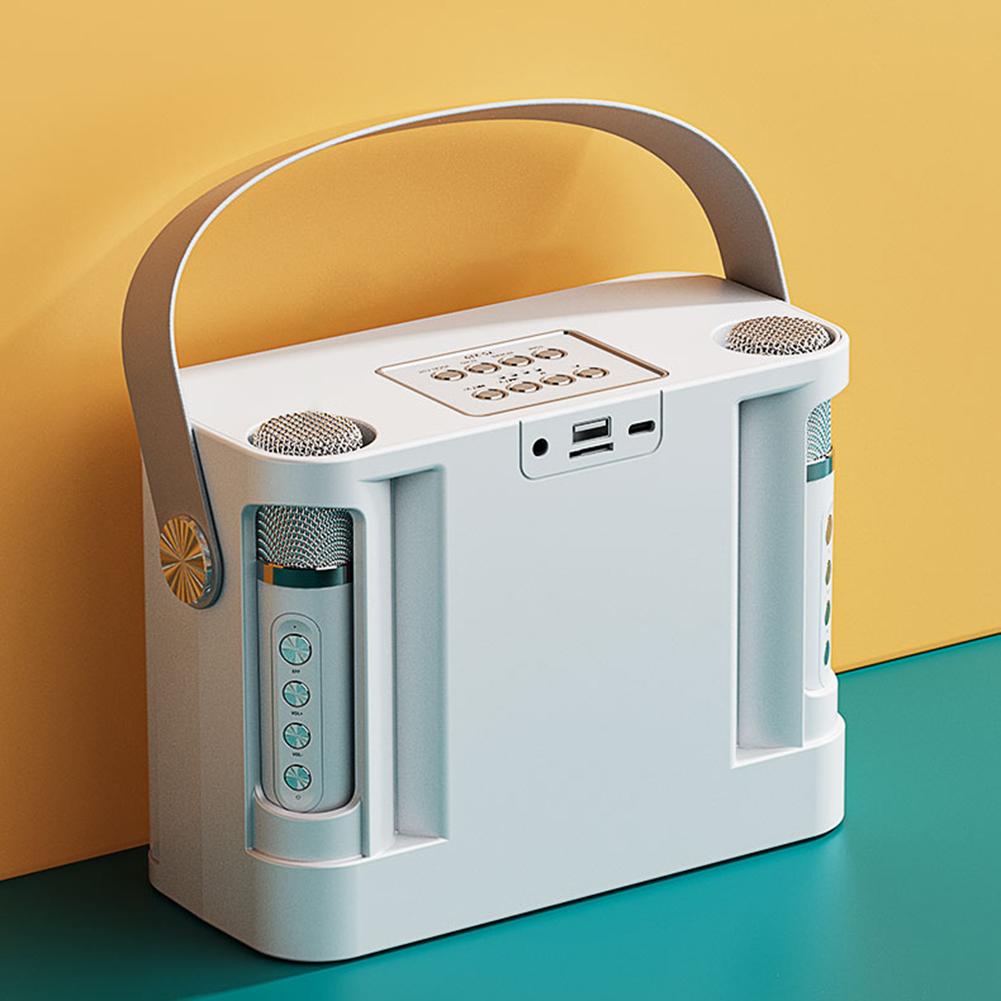 YS-219 Karaoke Machine Di động Hệ thống loa Bluetooth không dây với 2 micrô tất cả các gia đình KTV loa Set Color: Ys-218 White