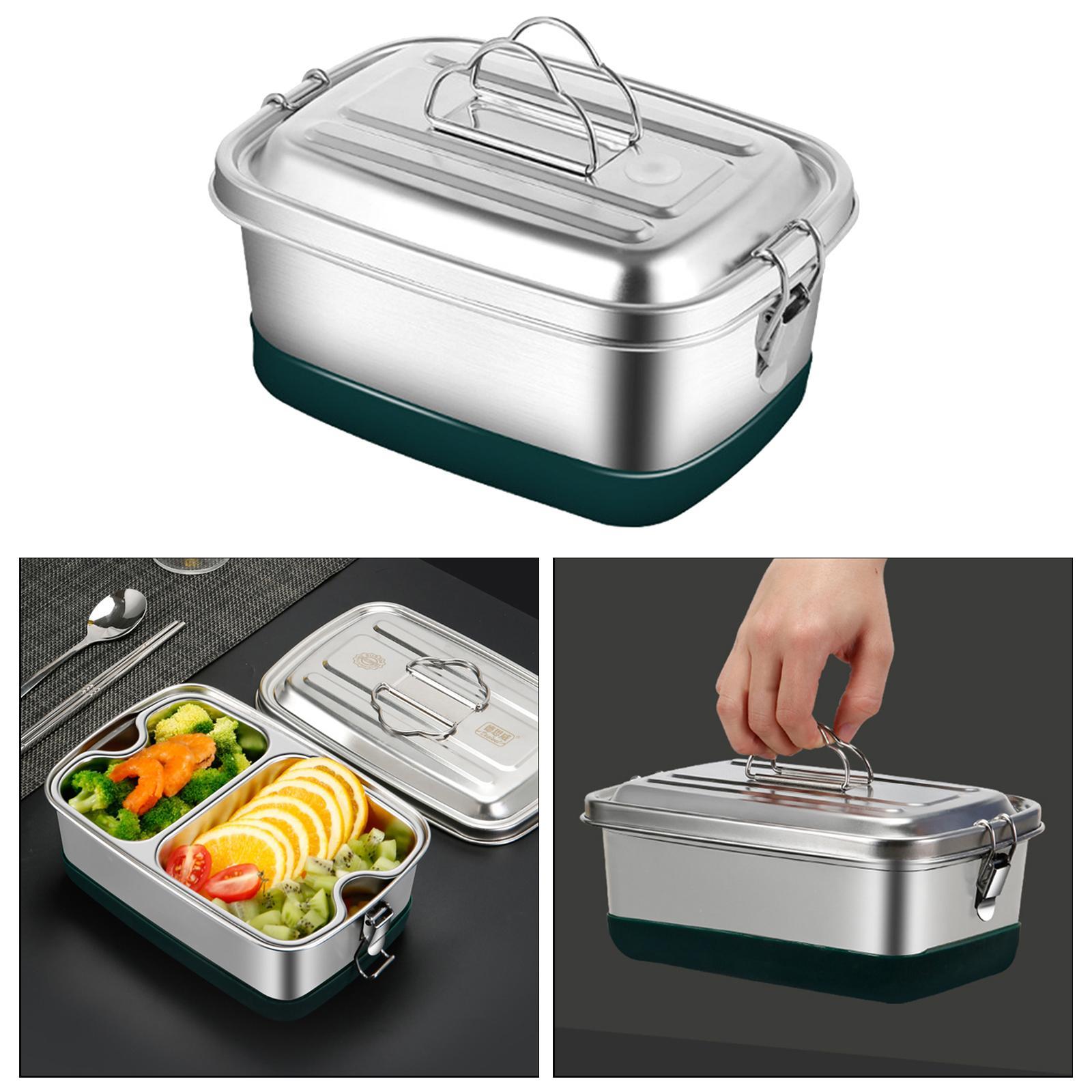 2X 304 Stainless Steel Bento Box Lunch Box Food Container 1200ml