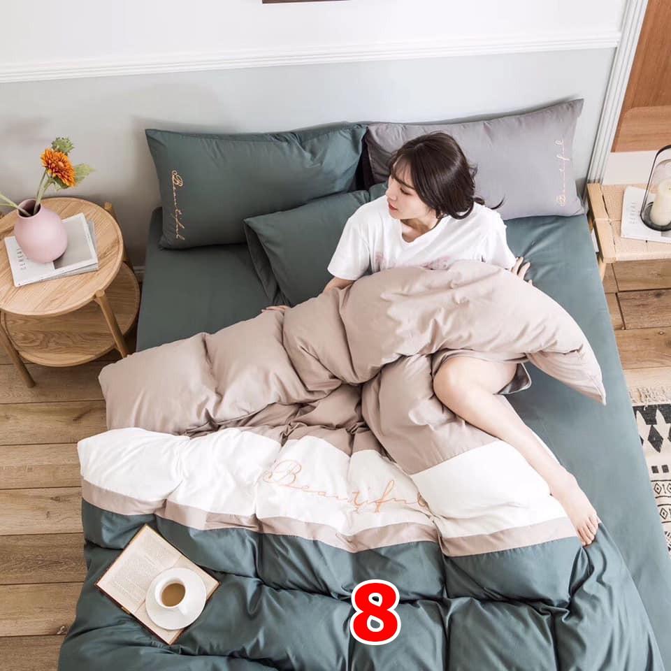 Bộ chăn ga 4 món cotton Tici cao cấp đủ size đủ màu  TC05