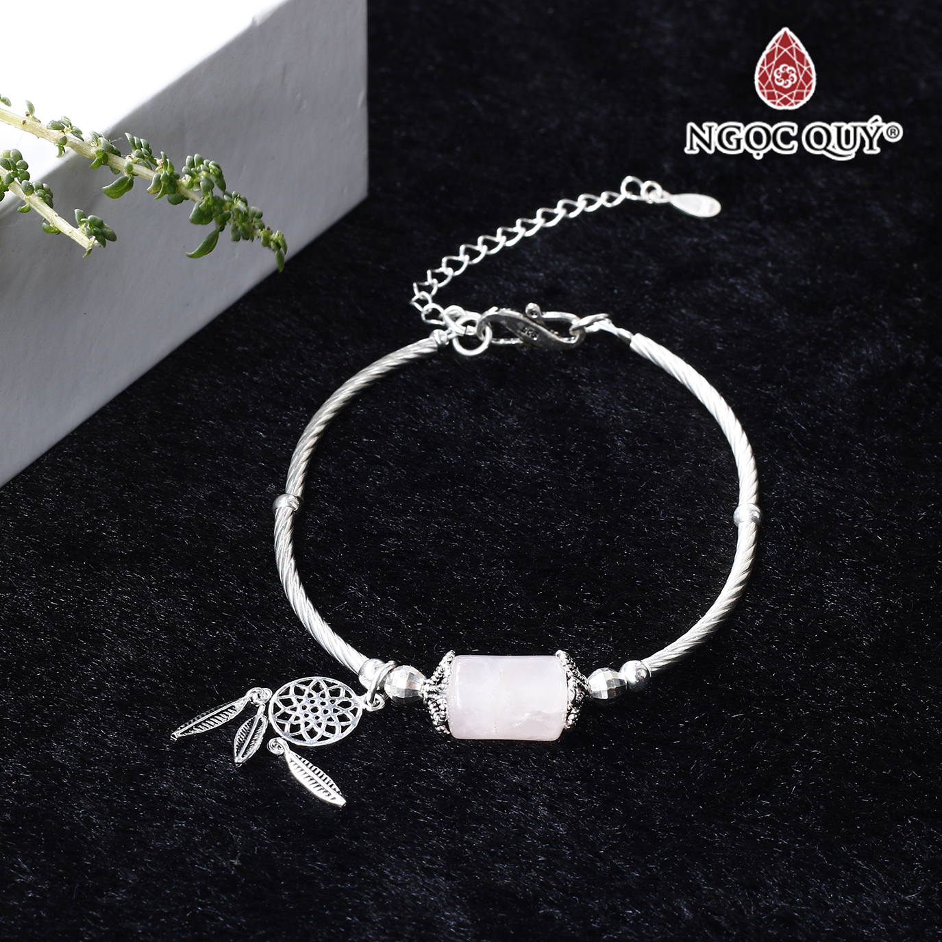 Vòng bạc lu thống phối charm dream catcher bạc - Ngọc Quý Gemstones