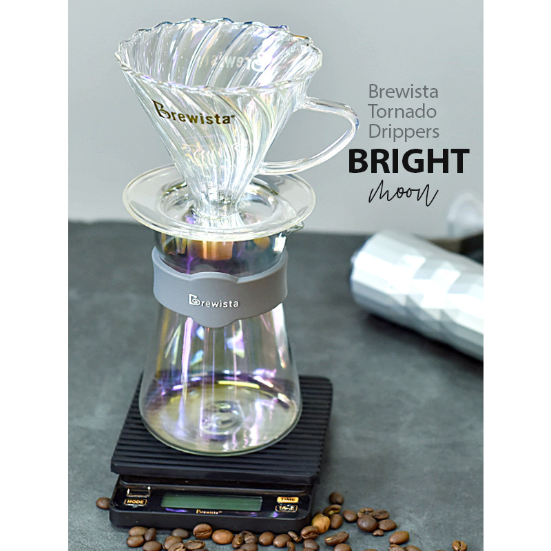 Bộ phễu V60 pha cà phê pour over thủy tinh Brewista Tornado Dripper & Server - Màu ánh trăng