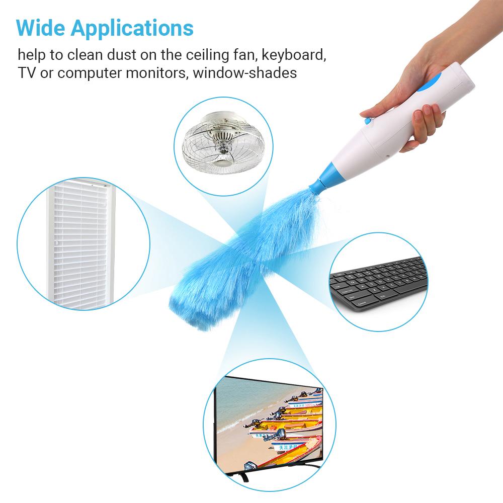 Handheld Battery Operated Electric Spin Duster Feather Duster Retractable Microfiber Cleaning Brush Hand Dust Duster