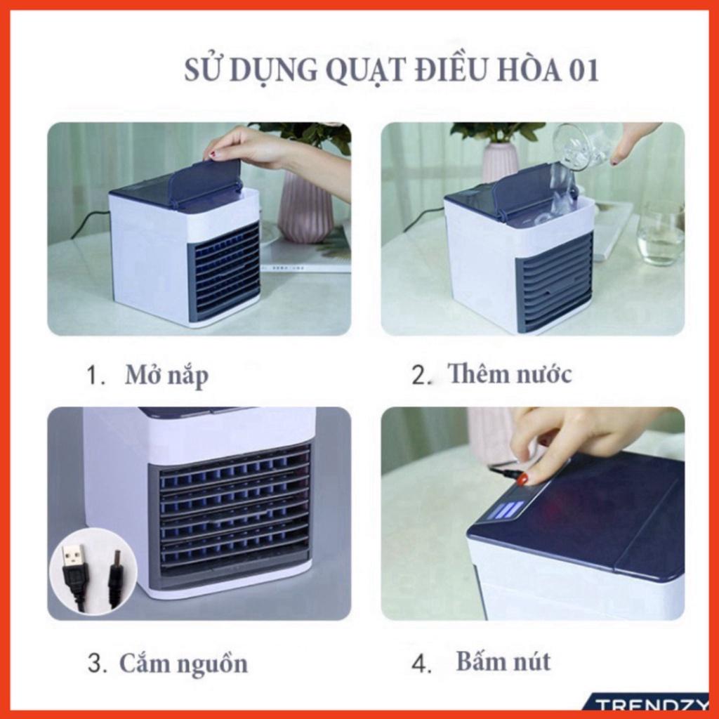 Quạt Điều Hoà Hơi Nước Làm Mát Không Khí Mini Để Bàn 750ml Kích Thước16.5x16.5x17 cm