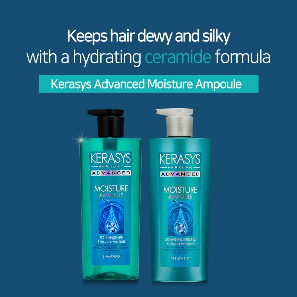 Bộ dầu gội và dầu xả KERASYS ADVANCED Moisture Ampoule dưỡng ẩm chuyên sâu giúp cải thiện tóc khô, xoăn, hư tổn