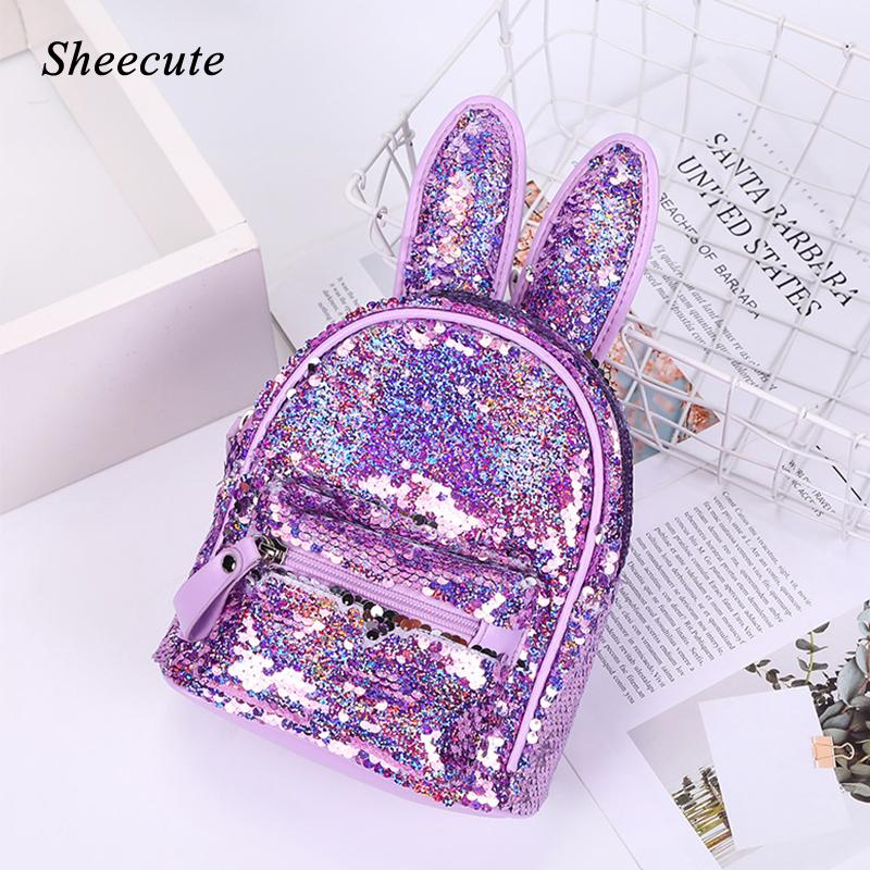 Ba Lô Trẻ Em Nhỏ Túi Thời Trang Đầm Trường Túi Bé Gái Lưng Tai Thỏ Dễ Thương Dây Kéo Trẻ Em Ba Lô Đeo Vai