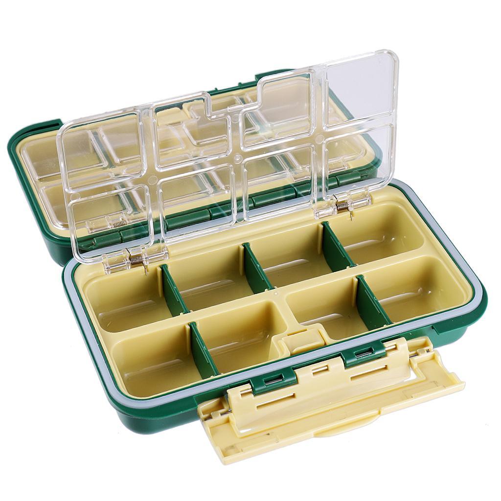 Green Double Side Plastic Fishing Tackle Box-16 slot Hooks Swivel Bead Case