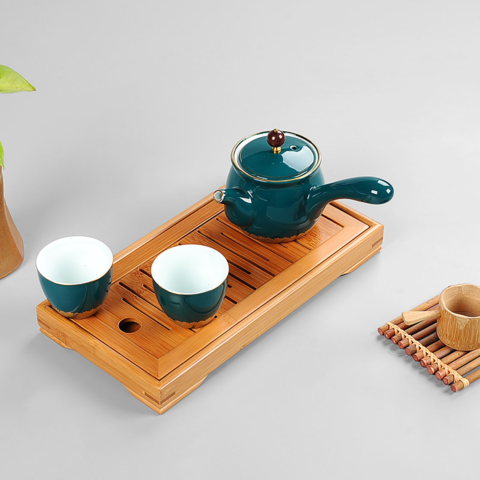 Khay Phục Vụ Trà Nhỏ Bằng Tre Đĩa Trà Gongfu Trung Quốc Dành Cho Bàn Văn Phòng Tại Nhà