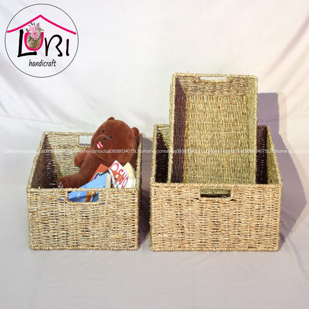 Lubihandicraft - Sọt cói đựng đồ hình chữ nhật - đơn giản, mộc mạc