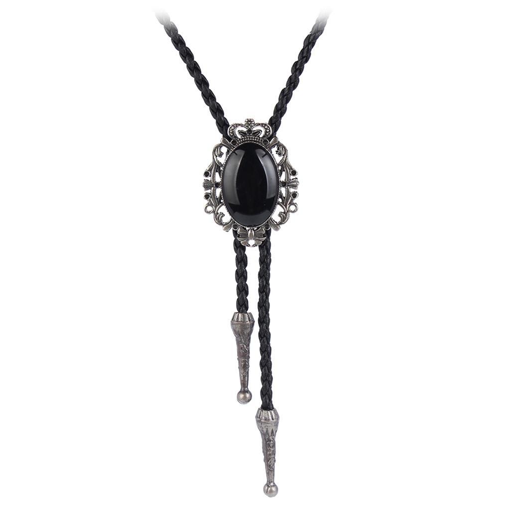 2X Vintage Western Cowboy Boho Tie Pendant Necklace Collar-Black