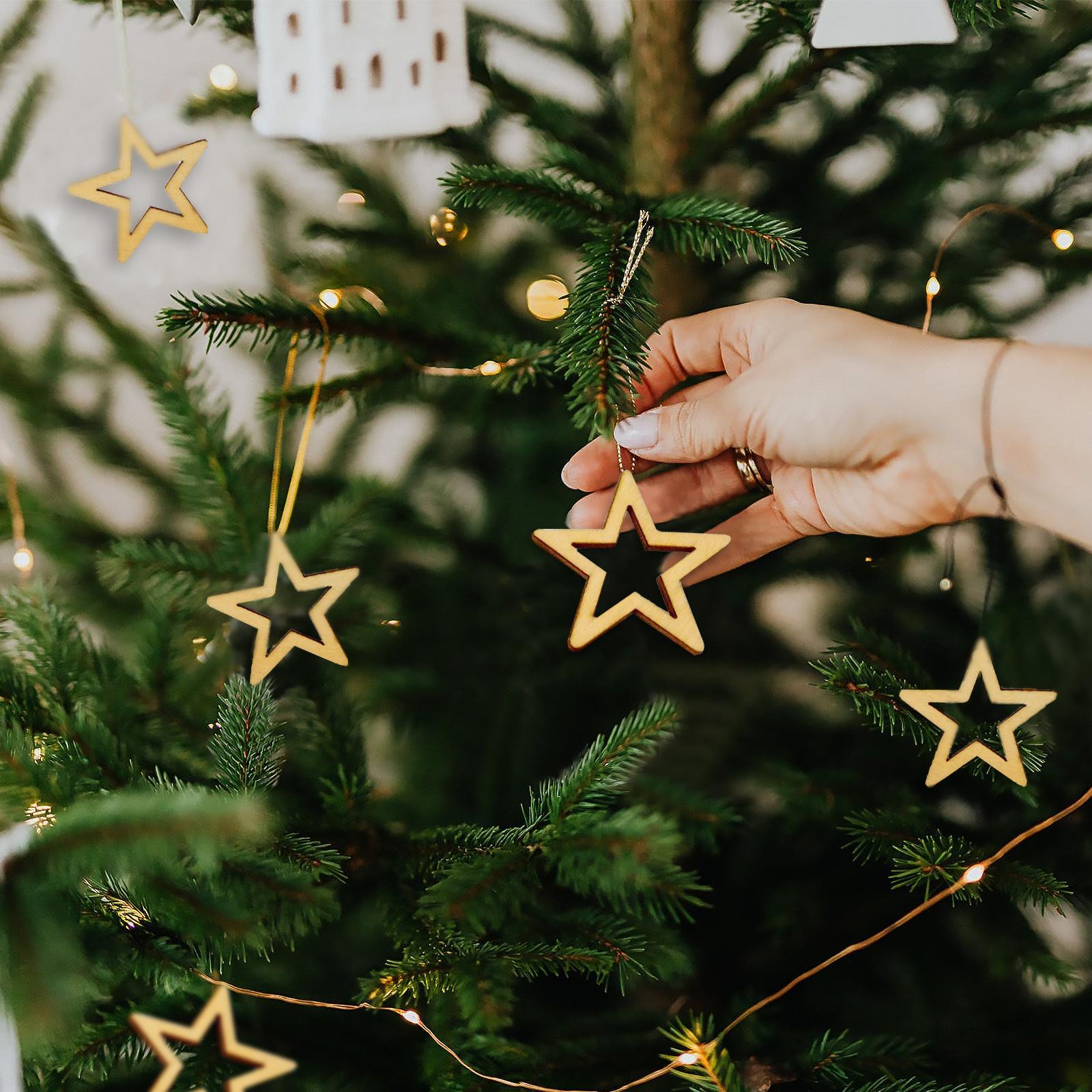 25pcs 50mm Unfinished Wooden Shape Star Embellishments for Scrapbook Craft