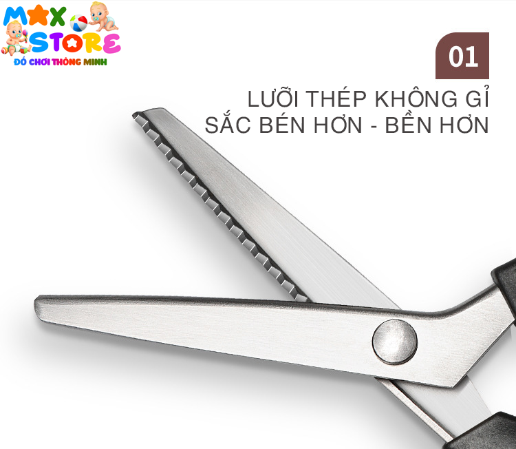 Kéo Răng Cưa Từ 3mm - 18mm Lưỡi Bầu Tròn Và Răng Cưa